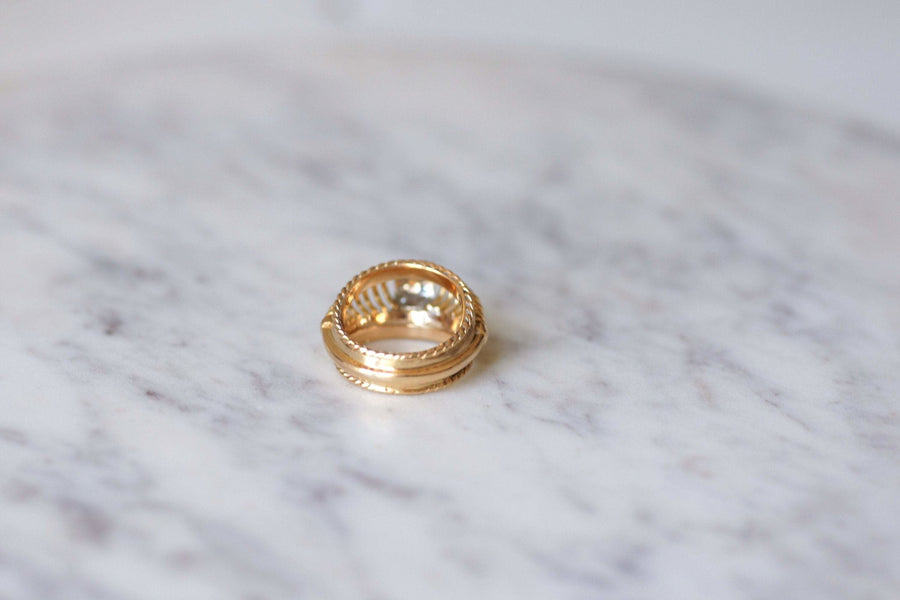 Bague fil vintage or rose et diamants - Galerie Pénélope
