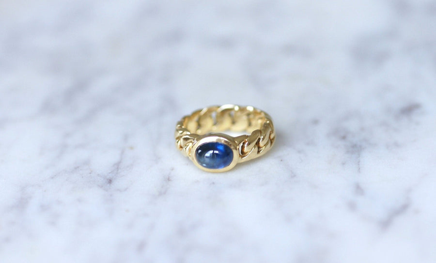 Bague Gourmette Or et Saphir Cabochon - Galerie Pénélope