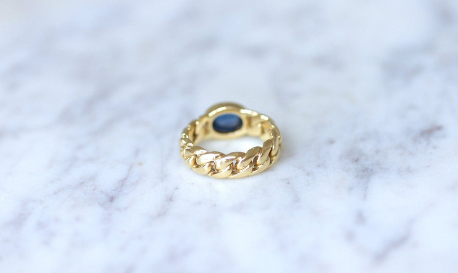 Bague Gourmette Or et Saphir Cabochon - Galerie Pénélope