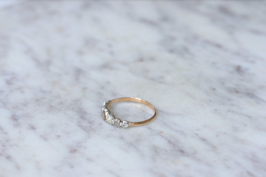 Bague jarretière or rose, argent, et diamants - Galerie Pénélope