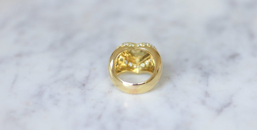 Bague jonc Coeur bombé or et diamants - Galerie Pénélope