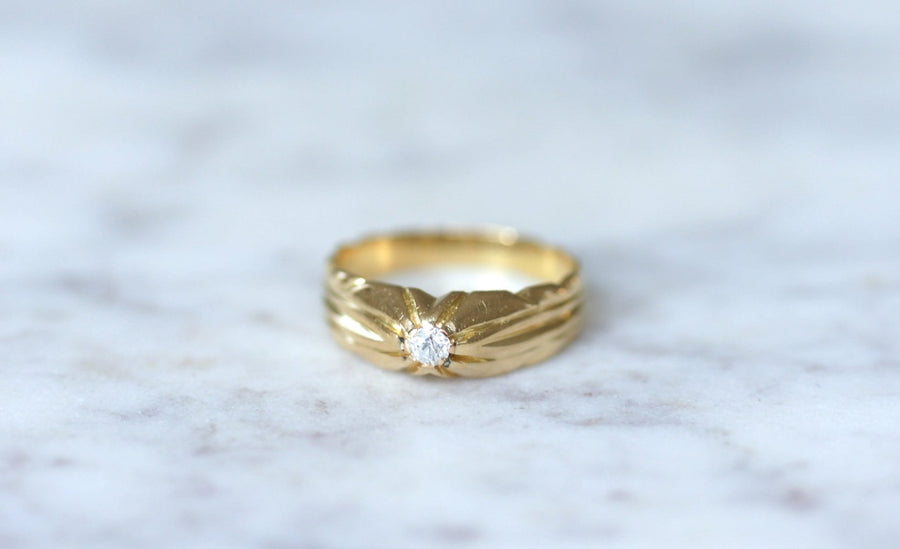 Bague jonc or jaune et diamant - Galerie Pénélope