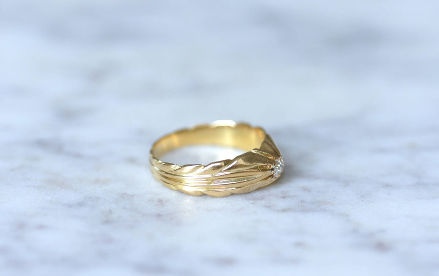 Bague jonc or jaune et diamant - Galerie Pénélope