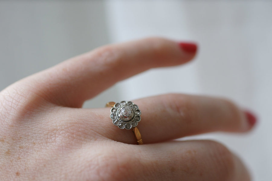 Bague marguerite ancienne diamants - Galerie Pénélope