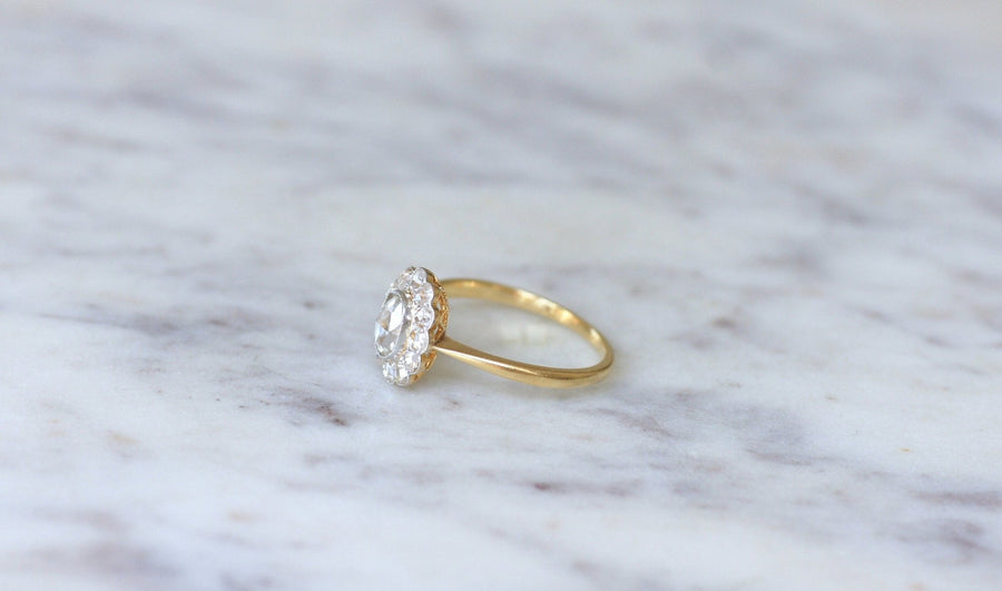 Bague marguerite diamant rose couronnée - Galerie Pénélope