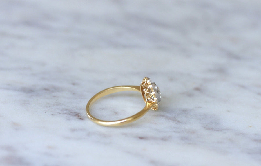 Bague marguerite diamant rose couronnée - Galerie Pénélope