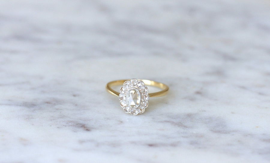 Bague marguerite diamant rose couronnée - Galerie Pénélope