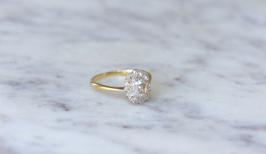 Bague marguerite diamant rose couronnée - Galerie Pénélope