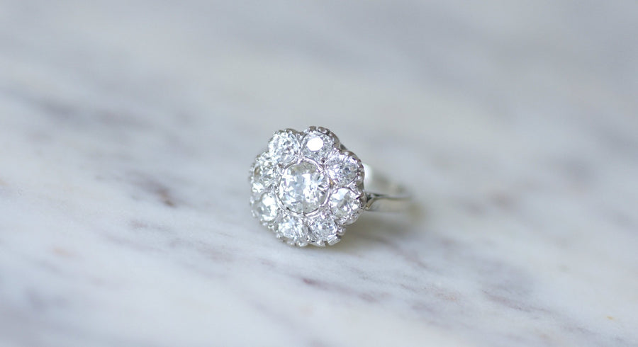 Bague marguerite diamants 2 carats - Galerie Pénélope
