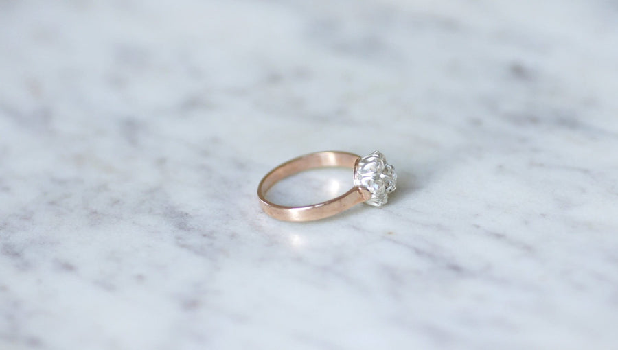 Bague marguerite diamants sur or rose - Galerie Pénélope