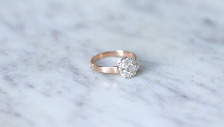 Bague marguerite diamants sur or rose - Galerie Pénélope