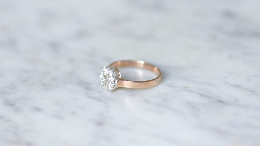 Bague marguerite diamants sur or rose - Galerie Pénélope