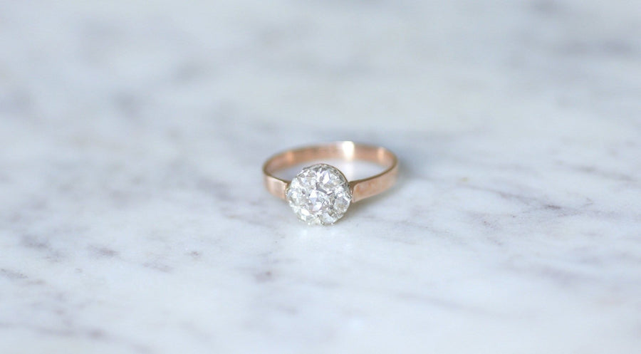 Bague marguerite diamants sur or rose - Galerie Pénélope