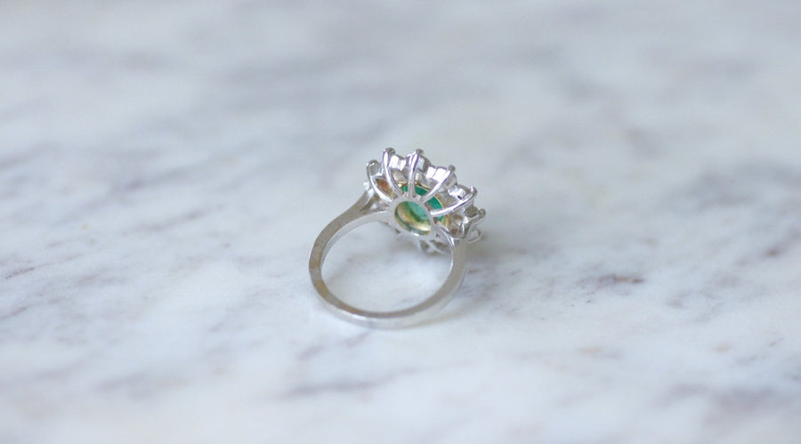 Bague marguerite Emeraude 1.75 Cts et diamants - Galerie Pénélope