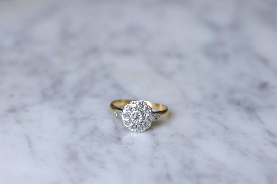 Bague marguerite or platine et diamants - Galerie Pénélope