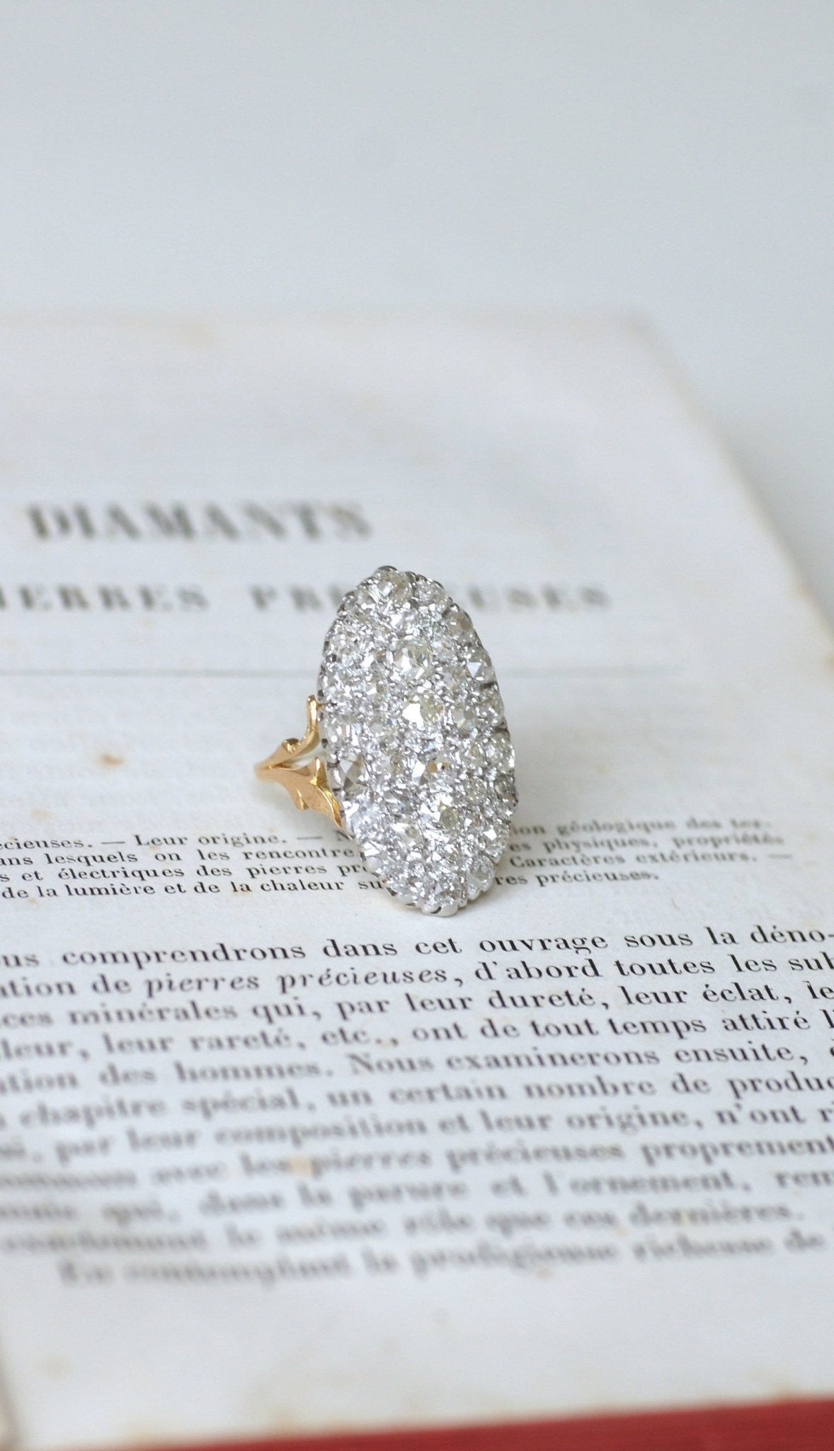 Magnifique bague plaqué argent marcassites marquise bijou vintage taille 52