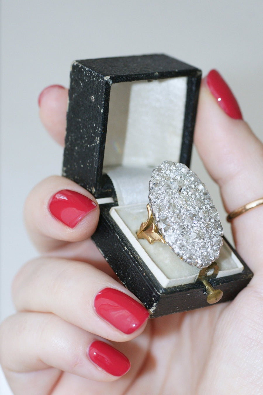 Bague Marquise ancienne diamants 4,75 Cts sur or et platine - Galerie Pénélope