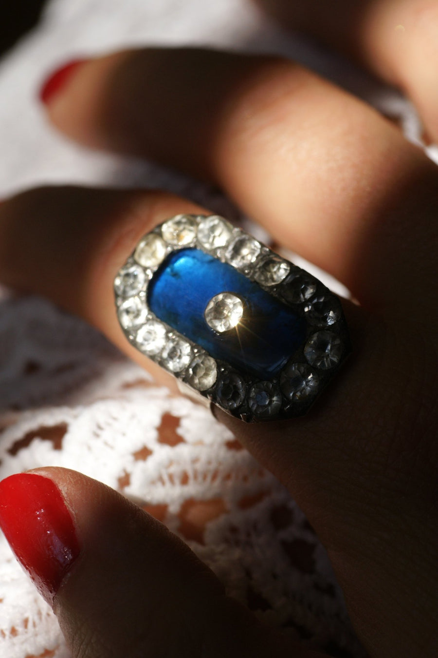 Bague marquise ancienne néo-classique en argent - Galerie Pénélope