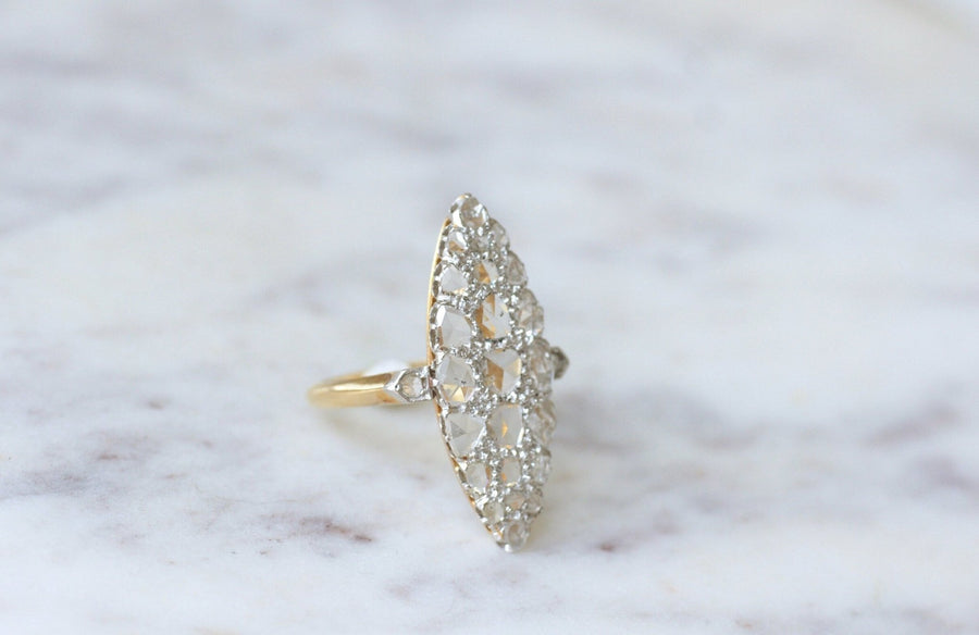 Bague marquise diamants taillés en rose - Galerie Pénélope