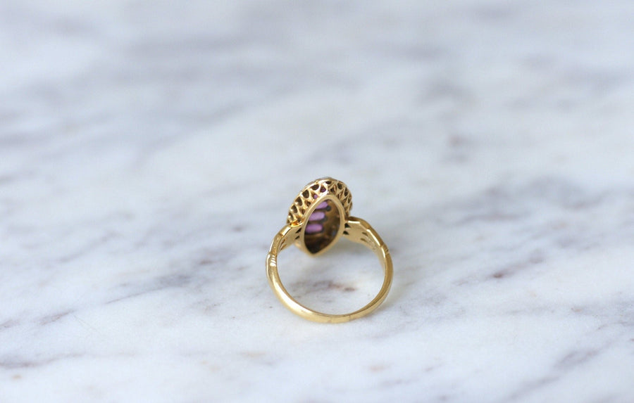 Bague marquise perles et rubis - Galerie Pénélope