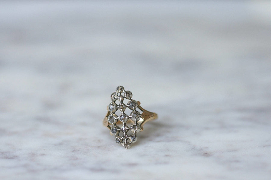 Bague marquise résille diamants - Galerie Pénélope