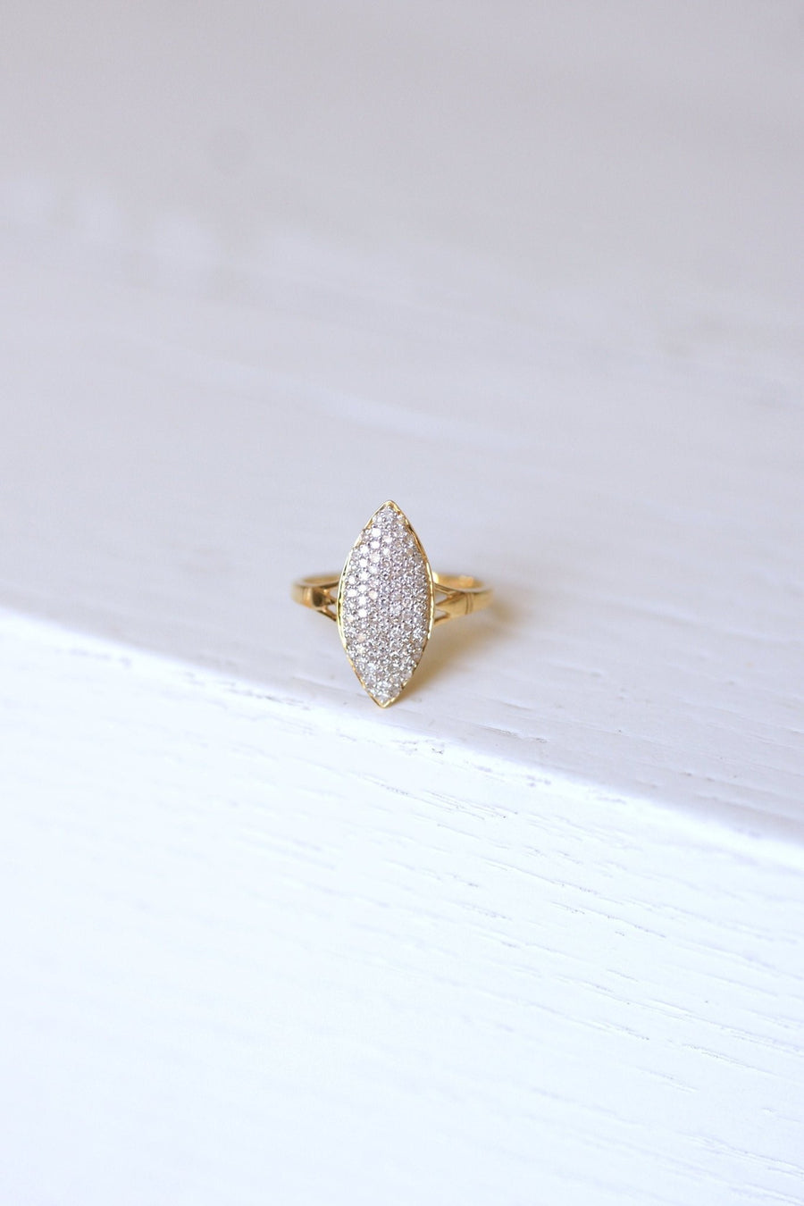 Bague Marquise vintage diamants sur or jaune - Galerie Pénélope