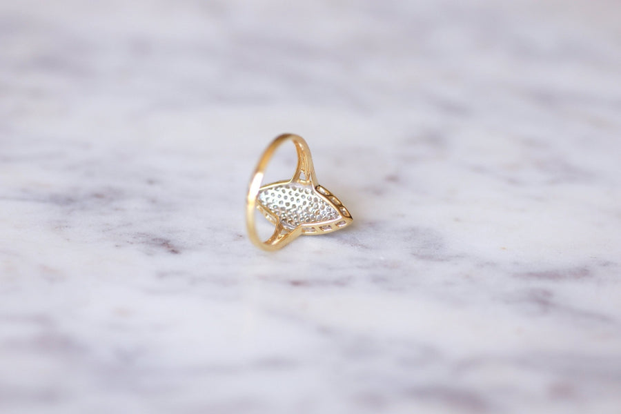 Bague Marquise vintage diamants sur or jaune - Galerie Pénélope
