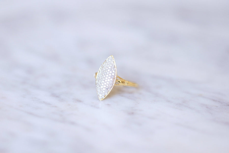 Bague Marquise vintage diamants sur or jaune - Galerie Pénélope