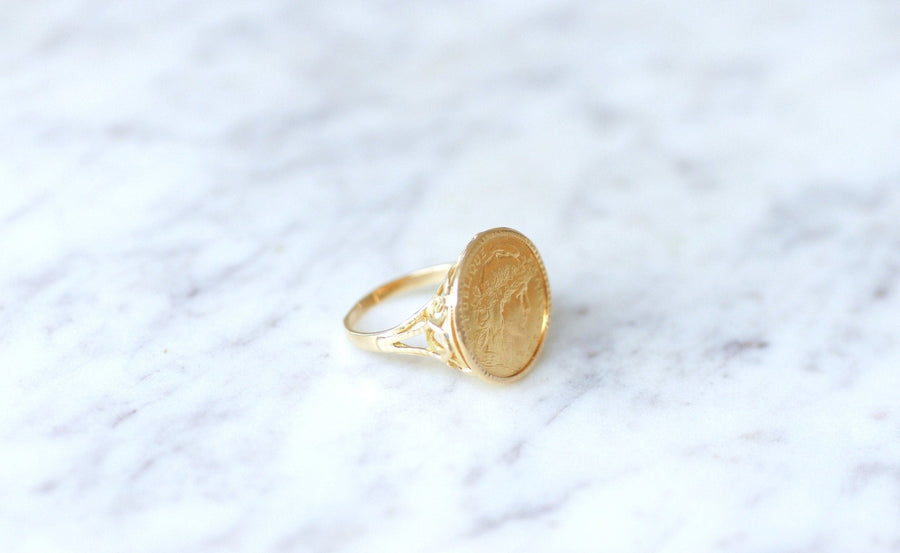 Bague or pièce Marianne 10 Francs - Galerie Pénélope