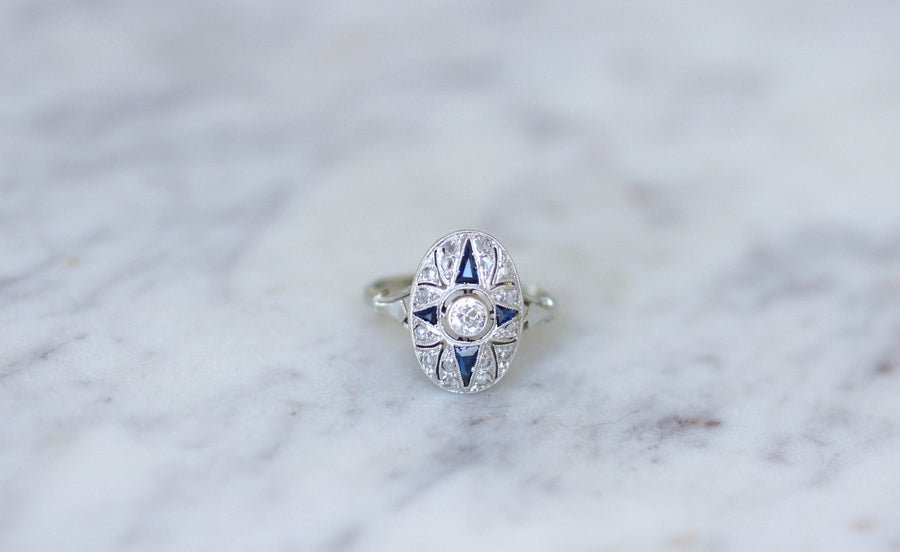 Bague ovale Art Deco diamants - Galerie Pénélope