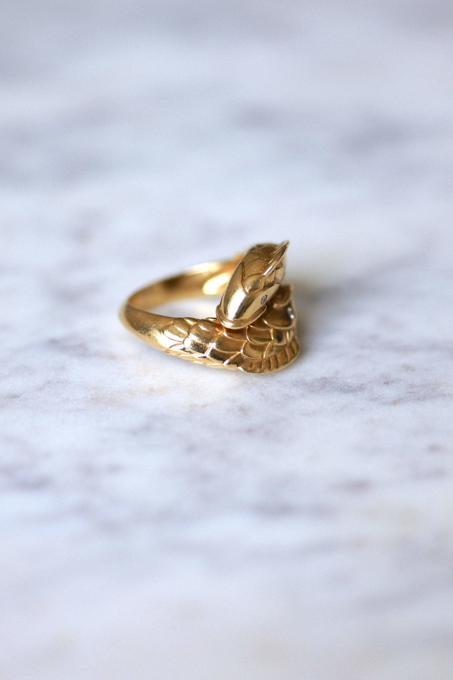 Bague poisson vintage Mellerio en or jaune et diamants - Galerie Pénélope
