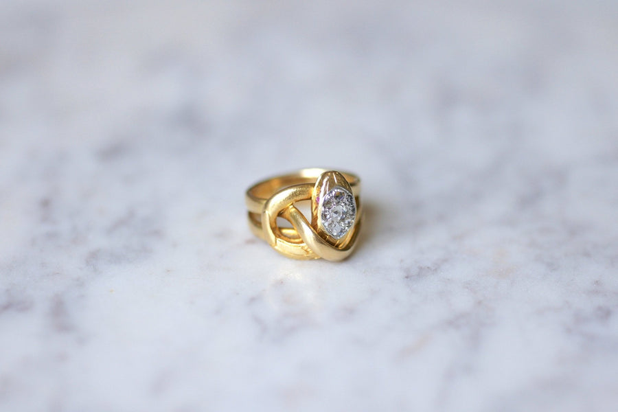 Bague Serpent enroulé Victorienne or jaune et diamants - Galerie Pénélope