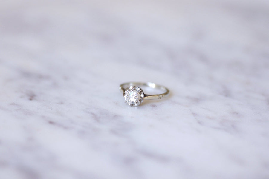 Bague solitaire en or blanc, platine, et diamant 0.40 Ct - Galerie Pénélope