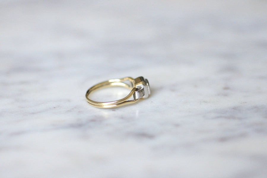 Bague solitaire vintage deux ors et diamant - Galerie Pénélope