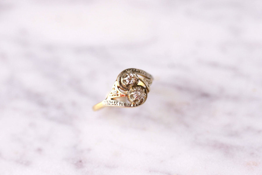 Bague Toi et Moi Belle Epoque or et diamants - Galerie Pénélope