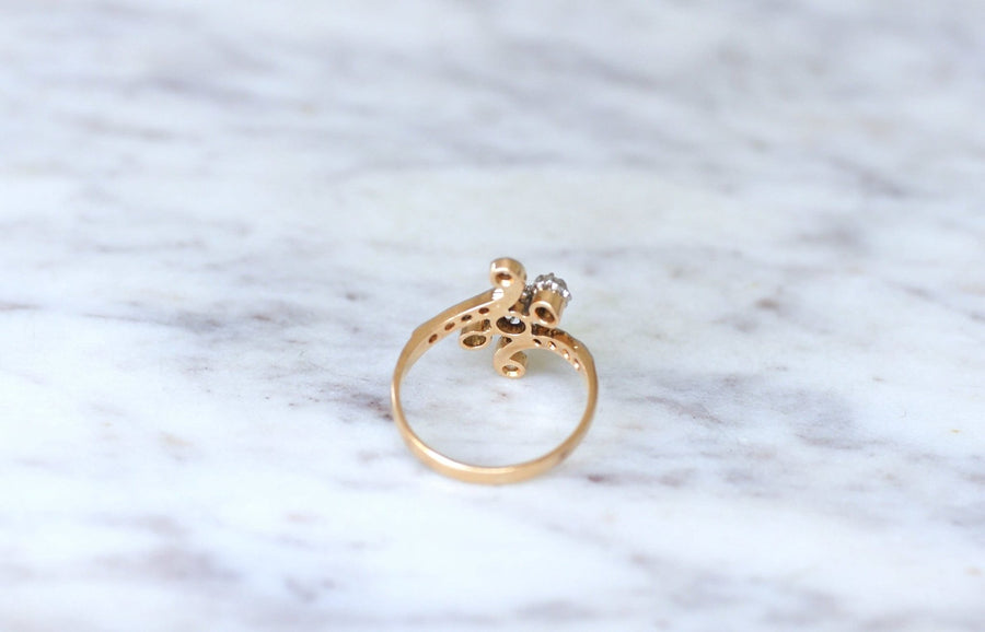 Bague Toi et Moi diamants sur or rose - Galerie Pénélope