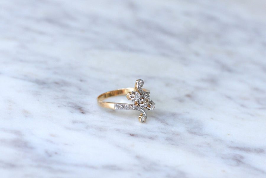 Bague Toi et Moi diamants sur or rose - Galerie Pénélope