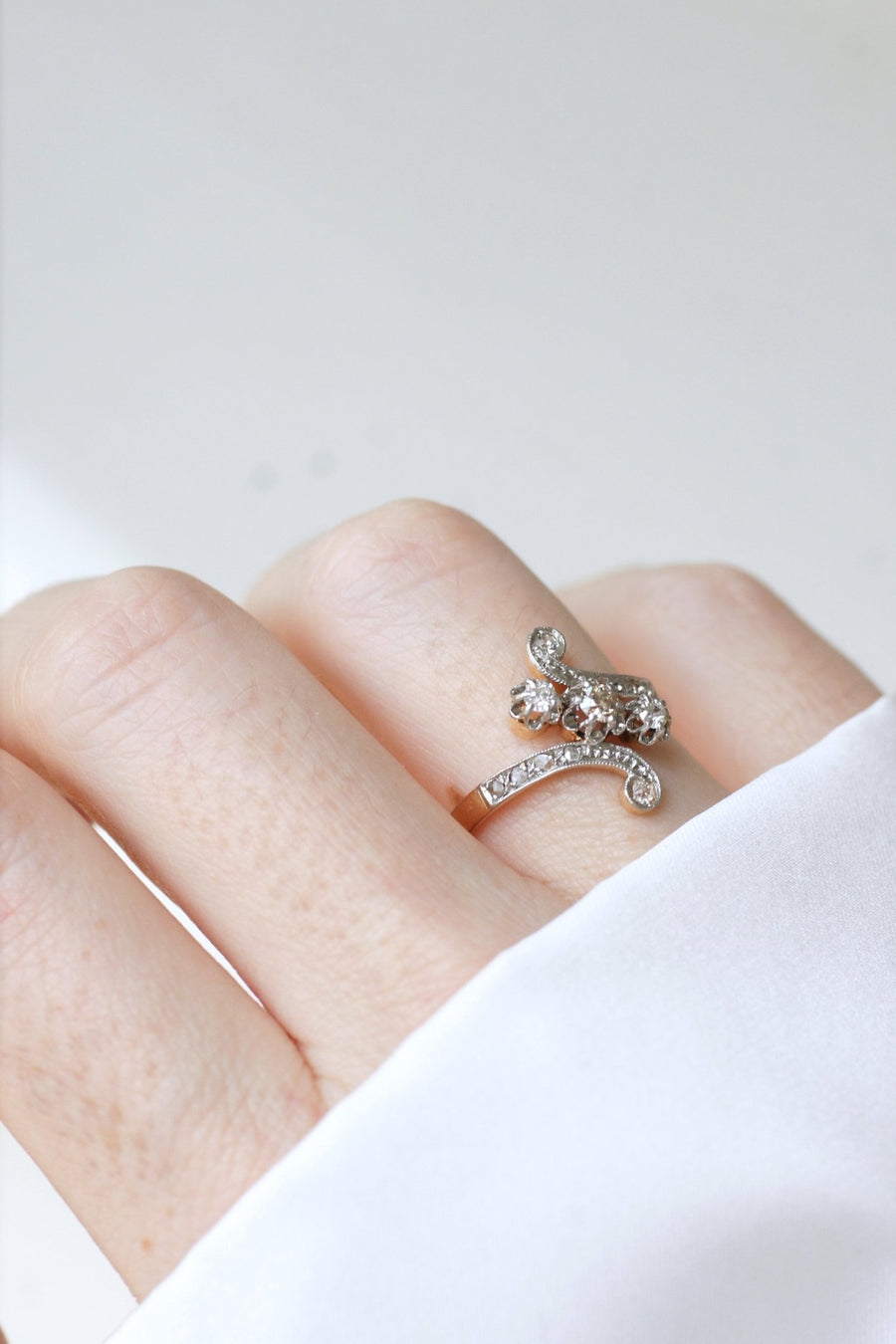 Bague Toi et Moi diamants sur or rose - Galerie Pénélope