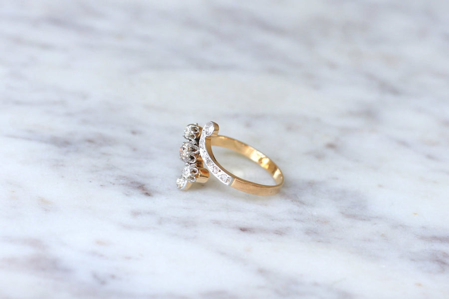 Bague Toi et Moi diamants sur or rose - Galerie Pénélope