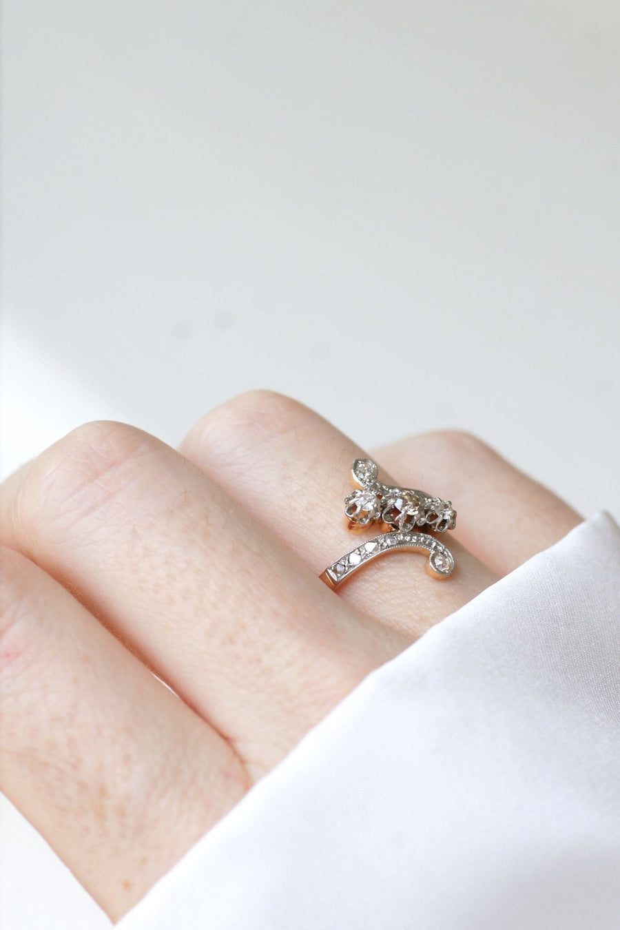 Bague Toi et Moi diamants sur or rose - Galerie Pénélope