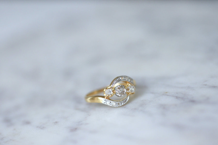 Bague Toi et Moi en or, platine et diamants - Galerie Pénélope