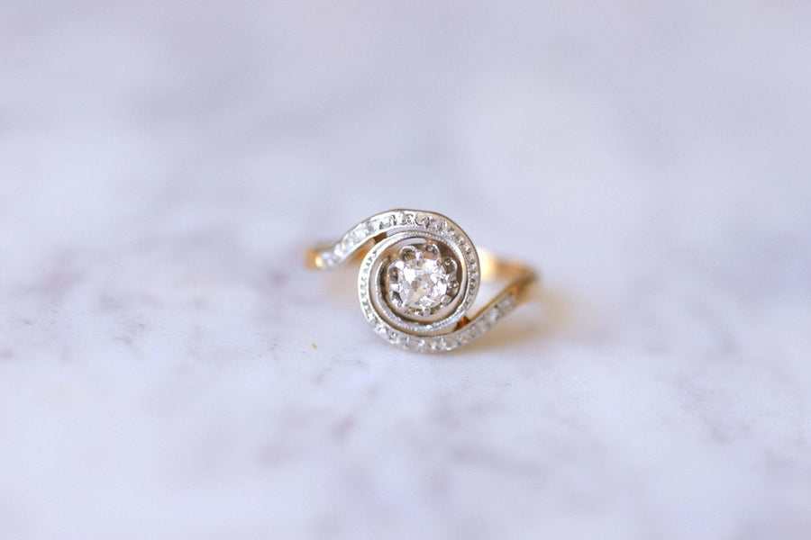 Bague Tourbillon, Belle Epoque, en or et diamants - Galerie Pénélope