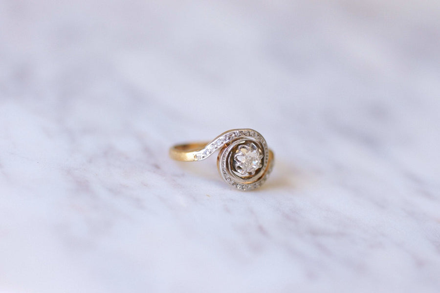 Bague Tourbillon, Belle Epoque, en or et diamants - Galerie Pénélope