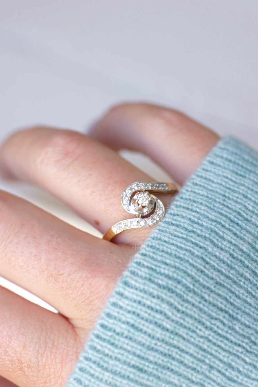 Bague Tourbillon deux ors et diamants - Galerie Pénélope