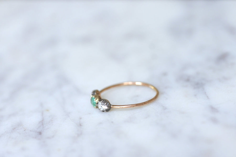 Bague trilogie émeraude et diamants - Galerie Pénélope