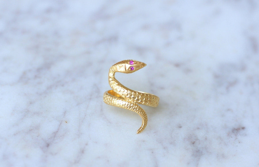 Bague Vintage Serpent enroulé Or jaune - Galerie Pénélope