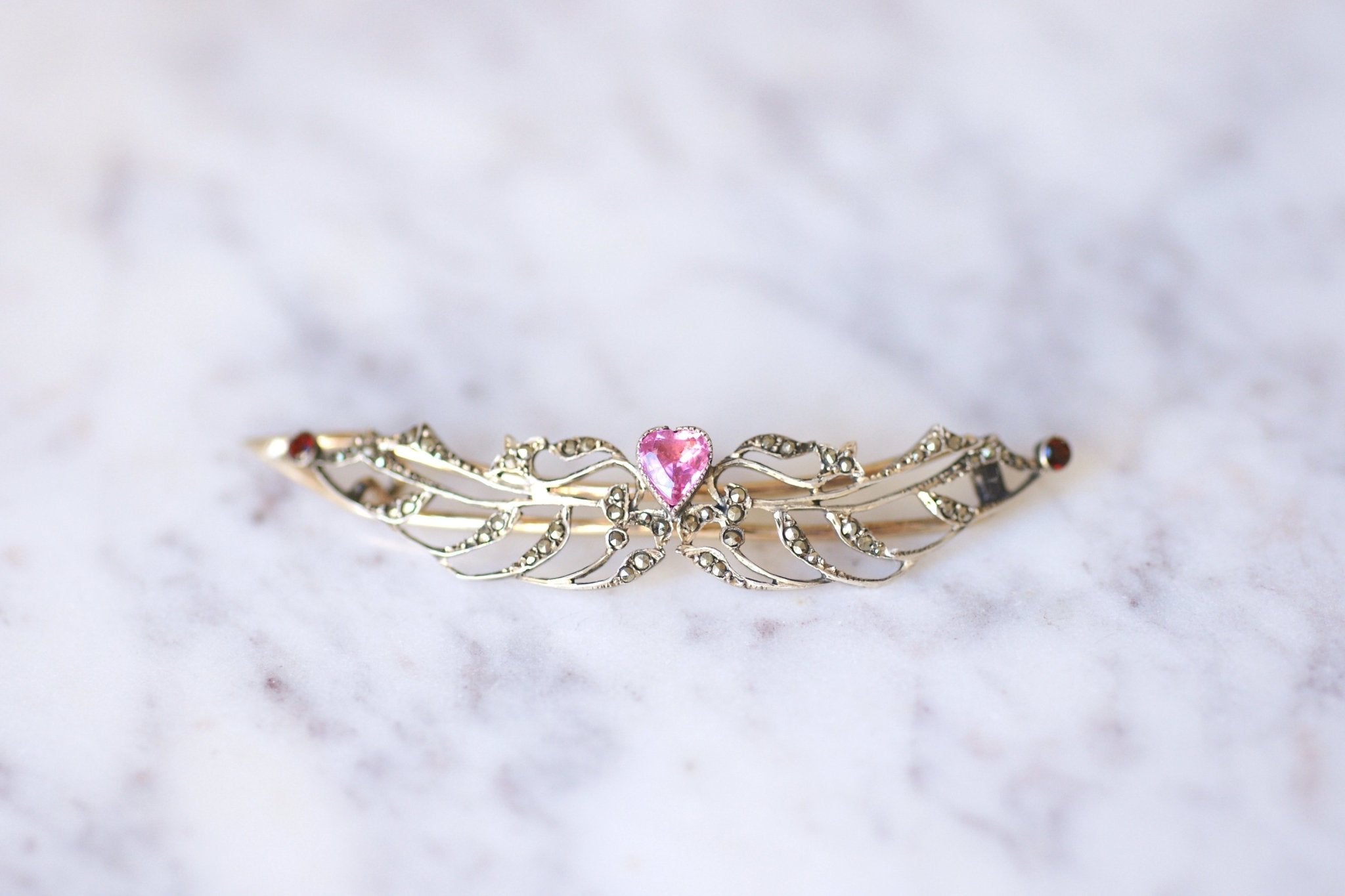 Barrette à cheveux antique art déco en cristal et strass plaquée argent Barrette à cheveux antique art déco en cristal et strass plaquée argent