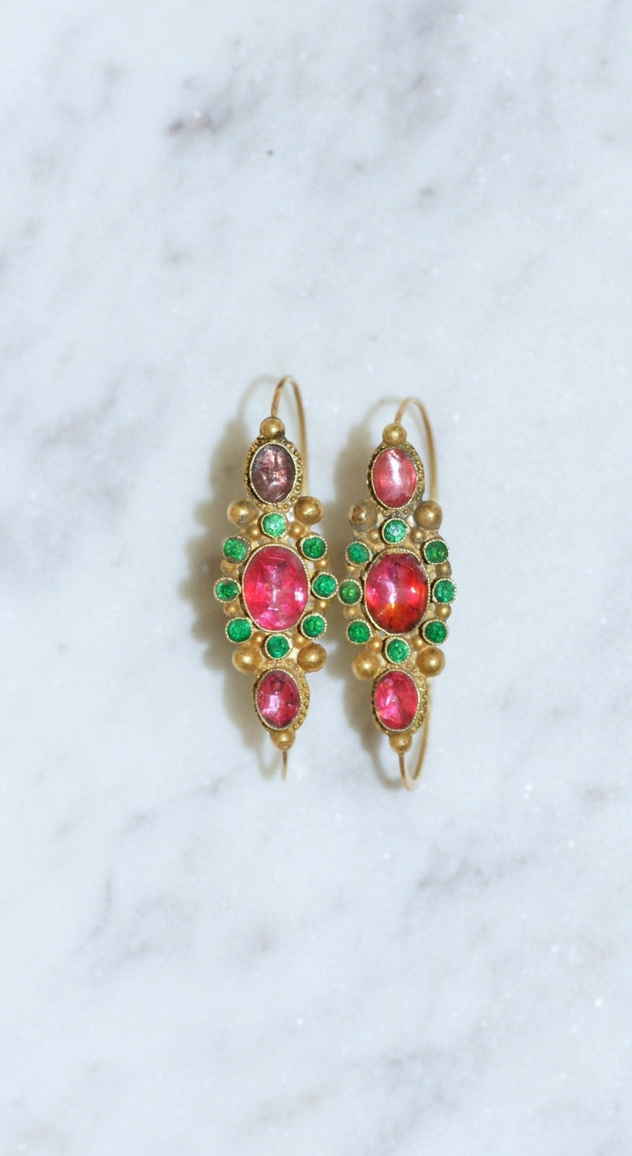 Boucles d’oreilles Poissardes en or et strass - Galerie Pénélope