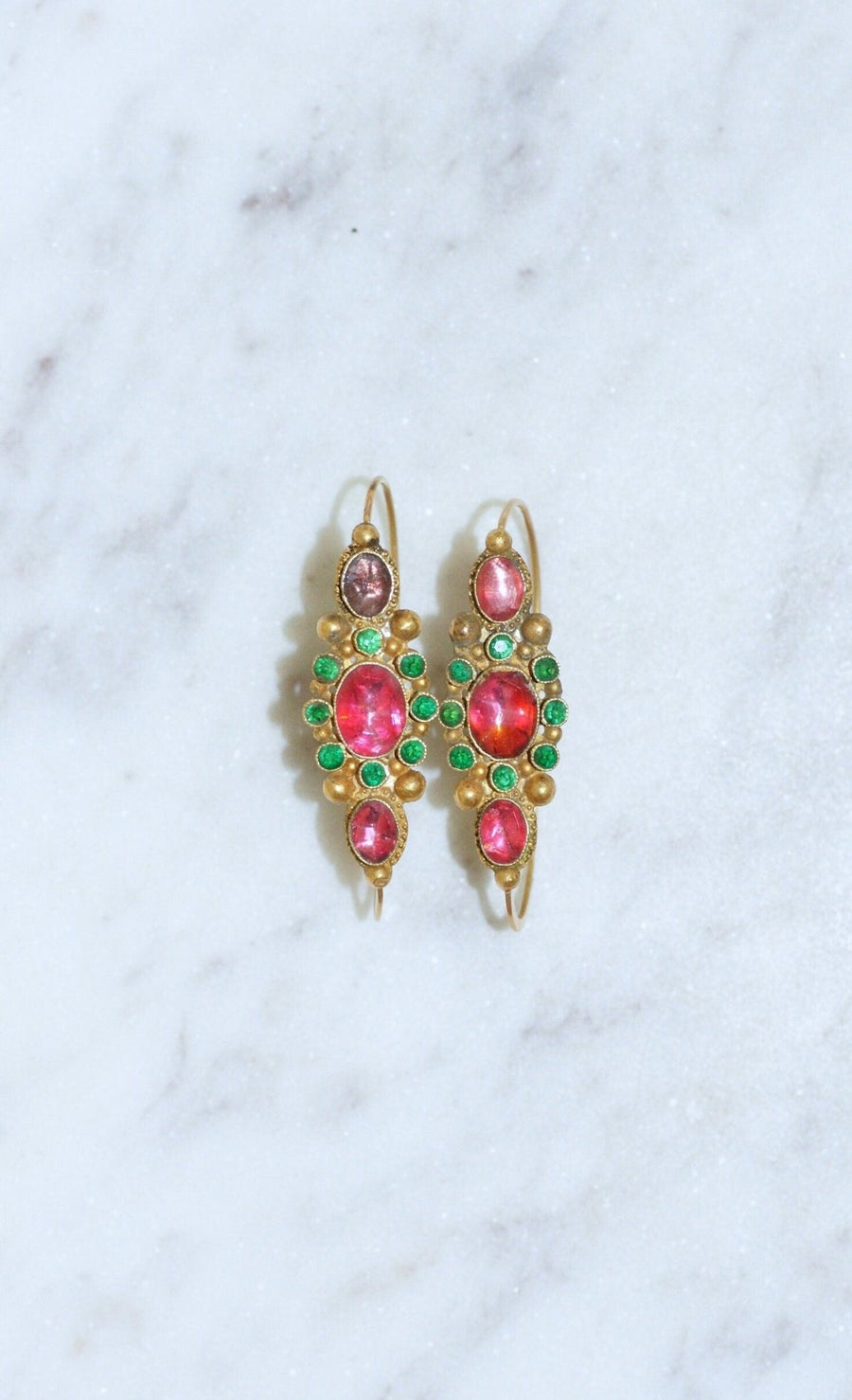 Boucles d’oreilles Poissardes en or et strass - Galerie Pénélope