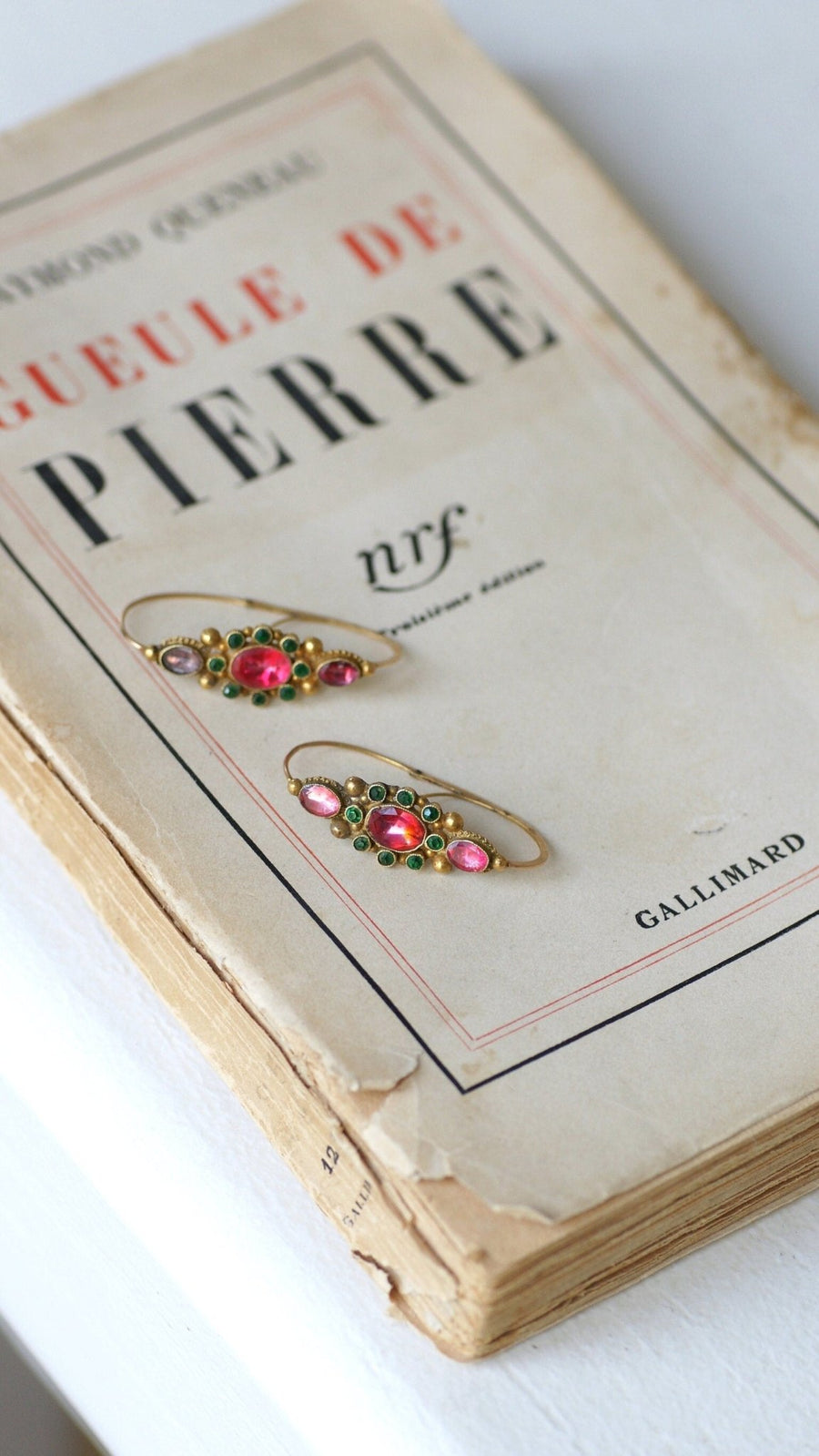 Boucles d’oreilles Poissardes en or et strass - Galerie Pénélope